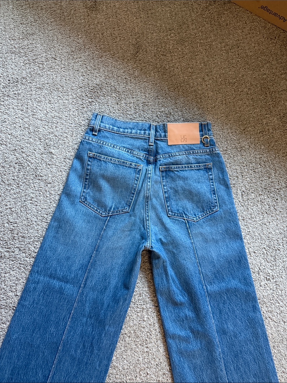 Ulla Johnson Mid-Blue Wide Leg Cuffed Jeans - Picture 7 of 7